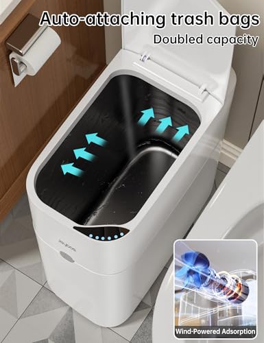 3 Gallon White Slim Motion Sensor Trash Can U72678