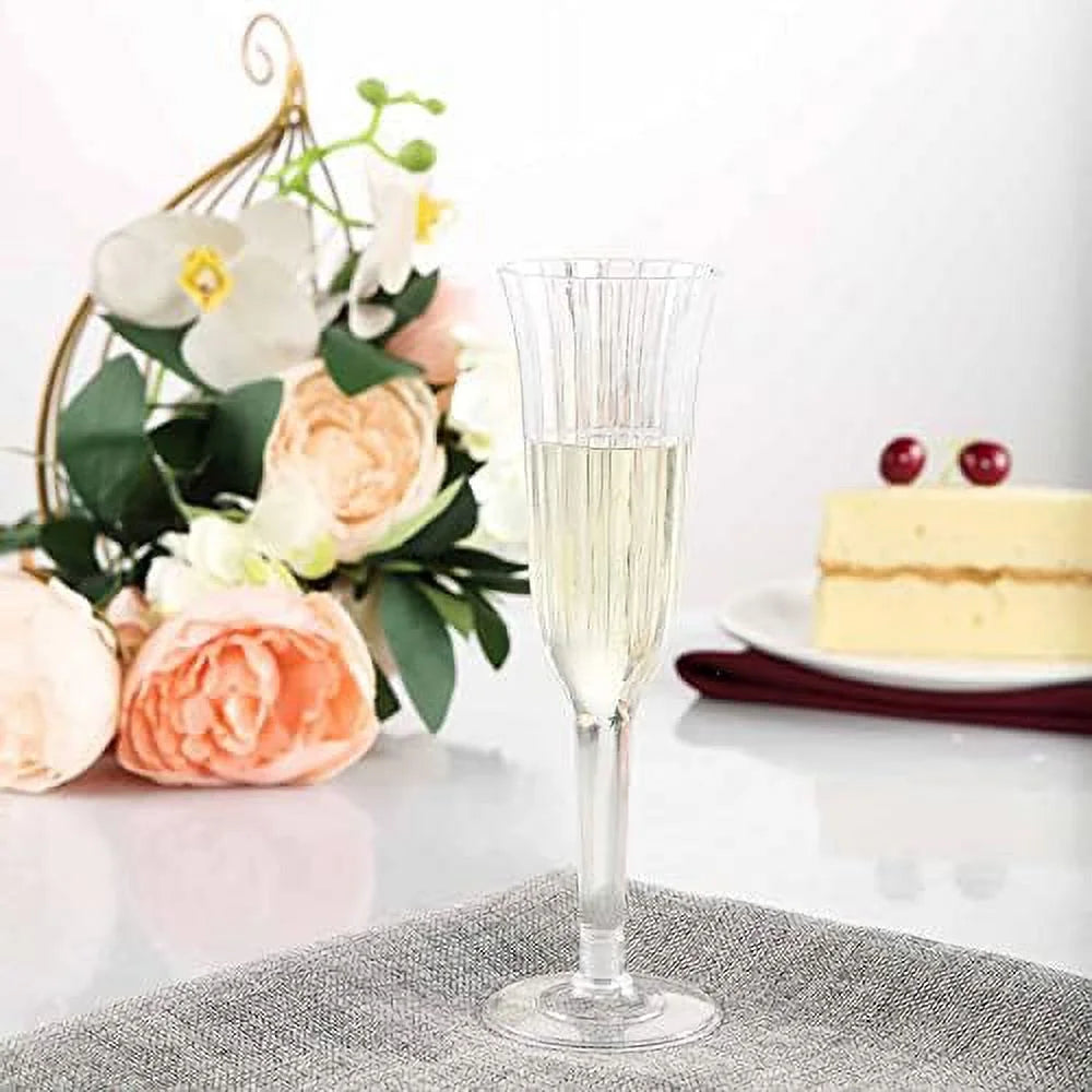 60 Pcs Clear Plastic Champagne Flutes N1228