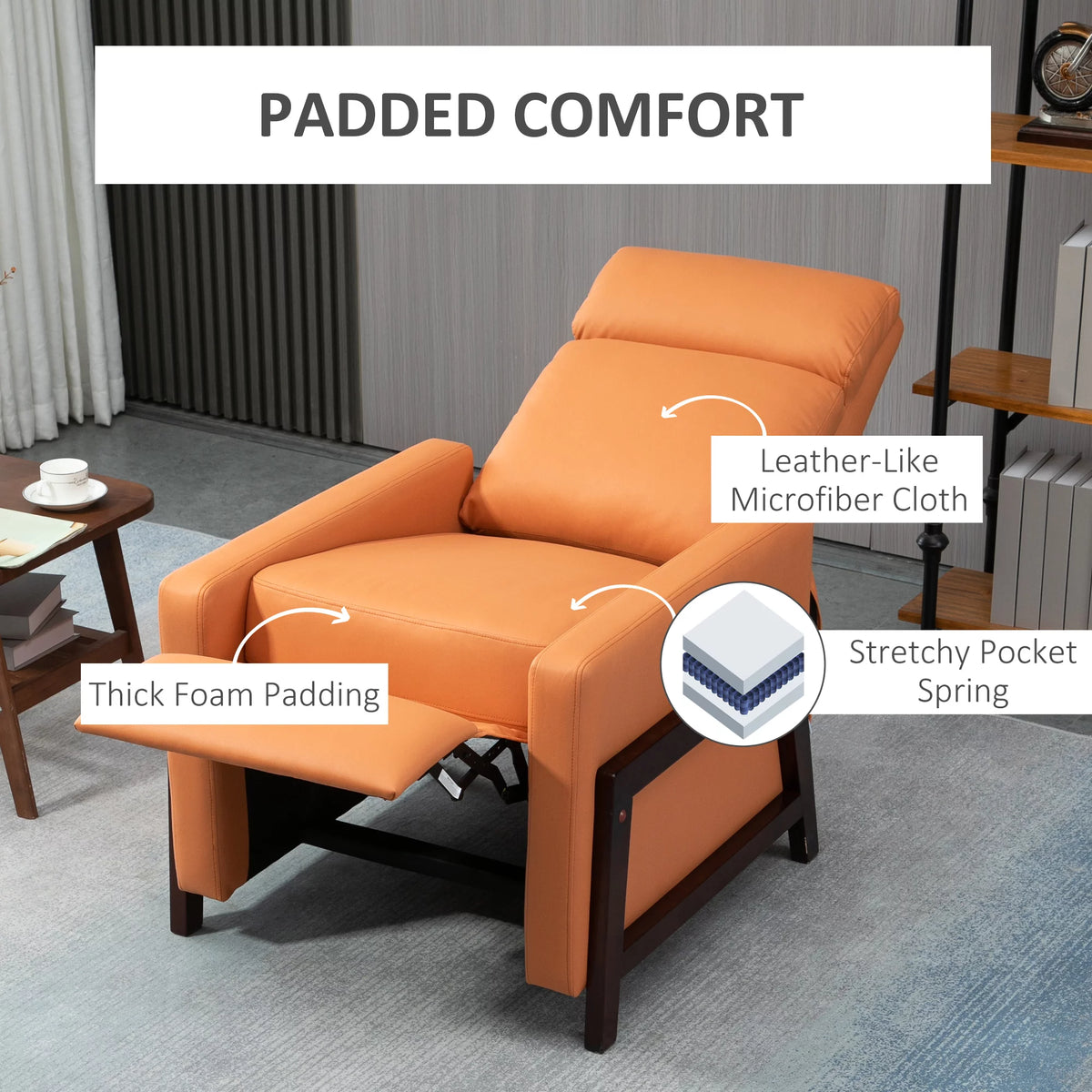 Orange Manual Recliner Chair with Footrest V31096