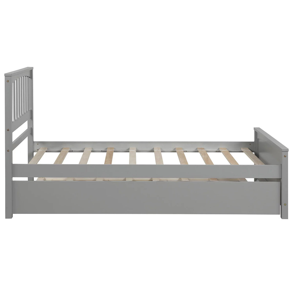 White Solid Wood Twin Platform Bed with Trundle V170
