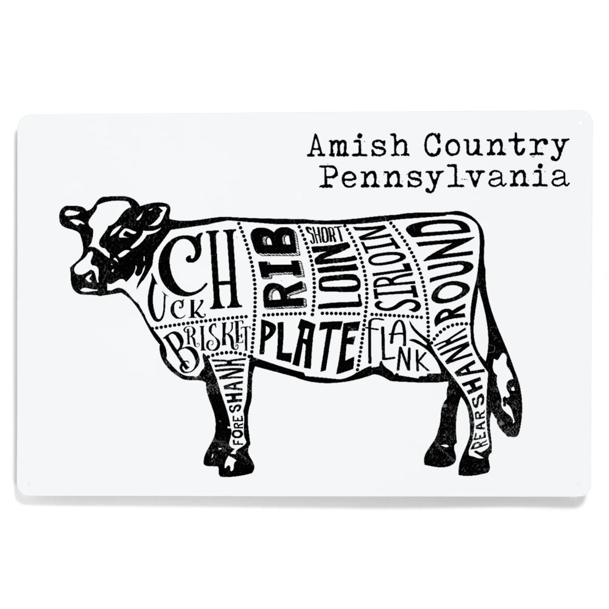 Black Cow on White Aluminum Art P256