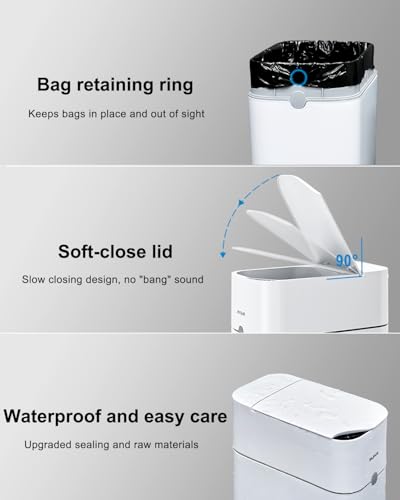 3 Gallon White Slim Motion Sensor Trash Can U72678