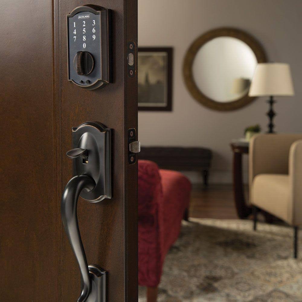 Satin Nickel Touch Electronic Door Lock Deadbolt and Accent Lever K36553