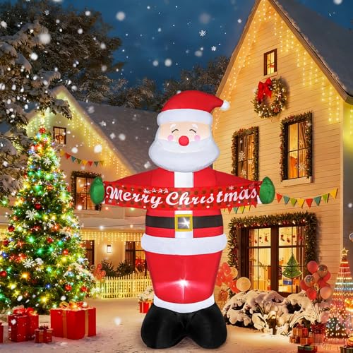 7FT Christmas Inflatable Santa Claus with Built-in LED Lights D3062