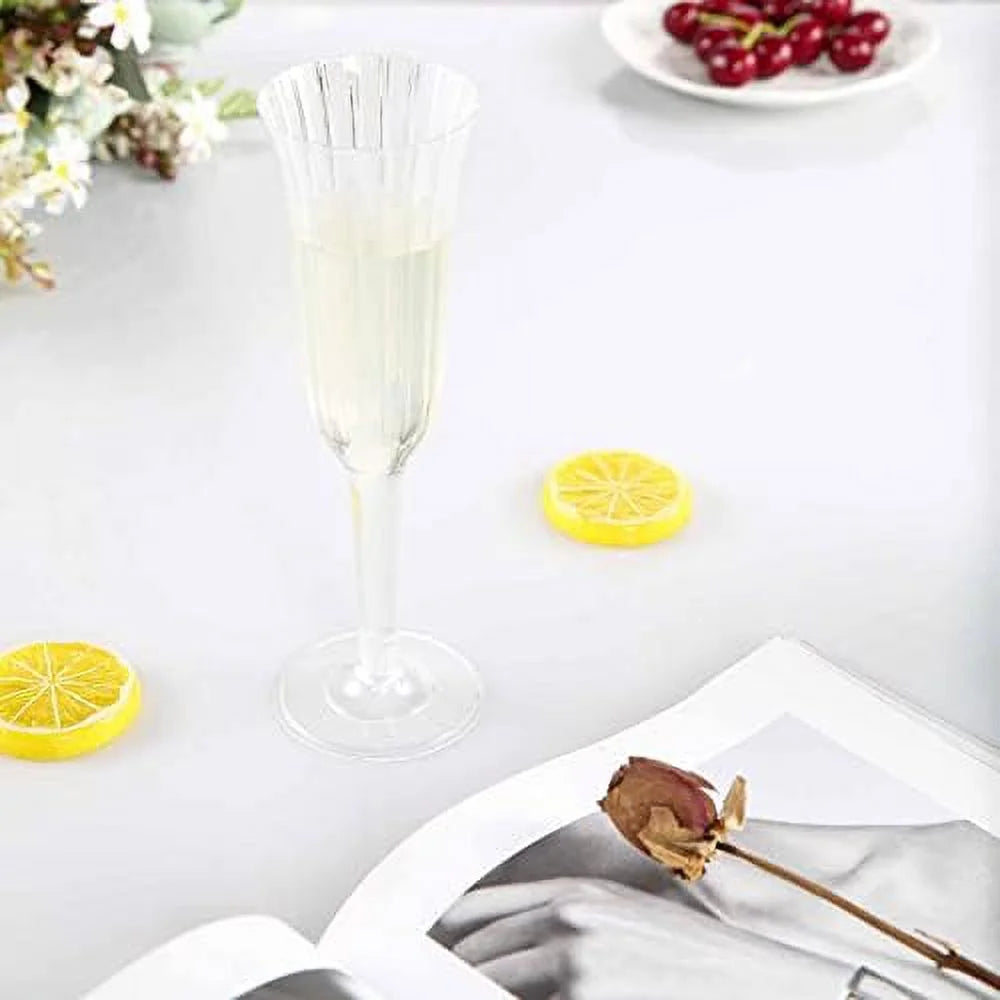 60 Pcs Clear Plastic Champagne Flutes N1228