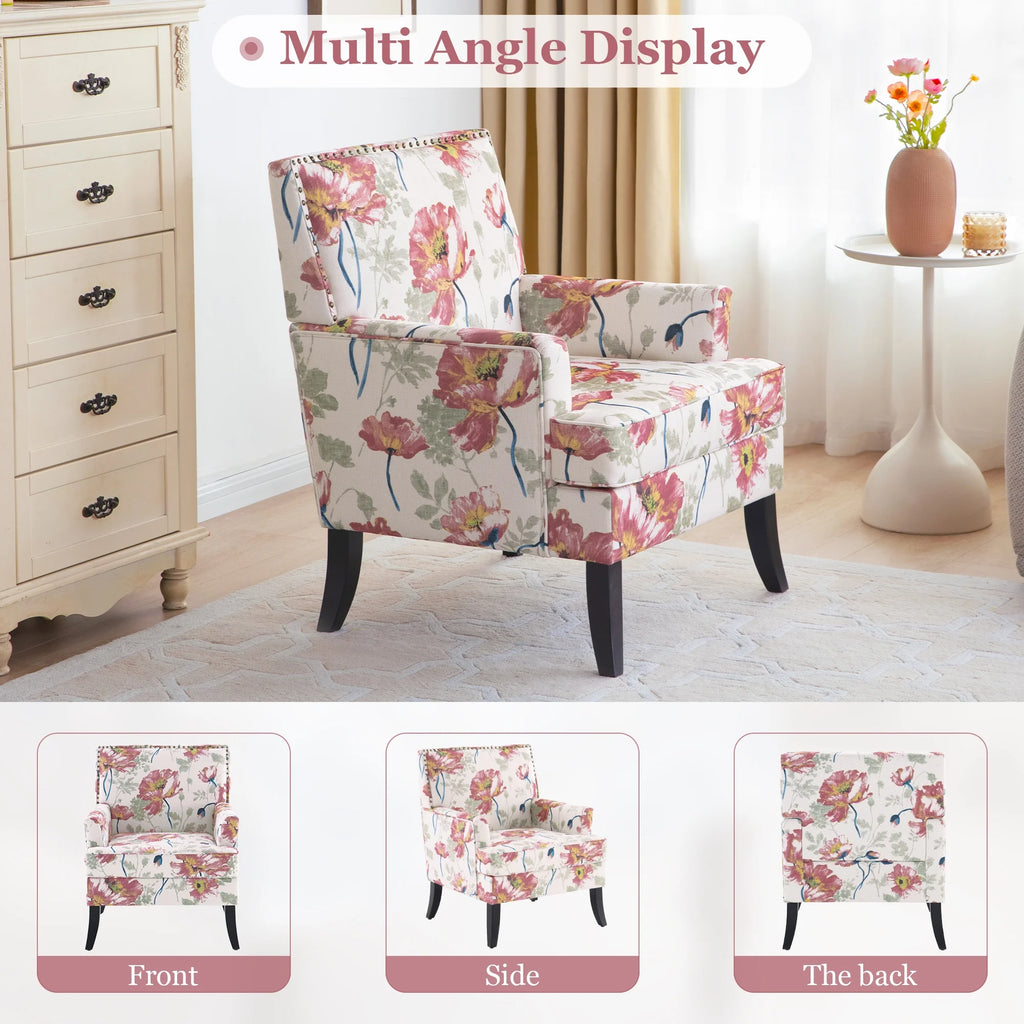 Set of 2 Upholstered Accent Chair with Wooden Legs P87853
