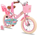 16 Inch Kids Bike with Training Wheels and Basket White F6806