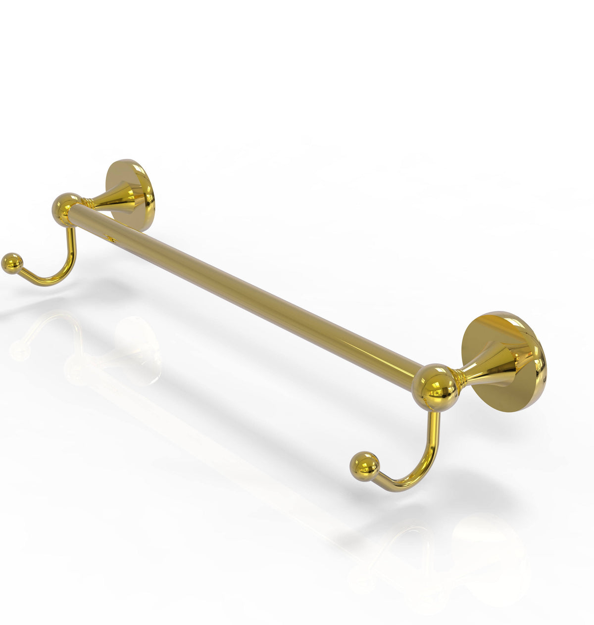 Polished Brass Towel Bar with Integrated Hooks J333