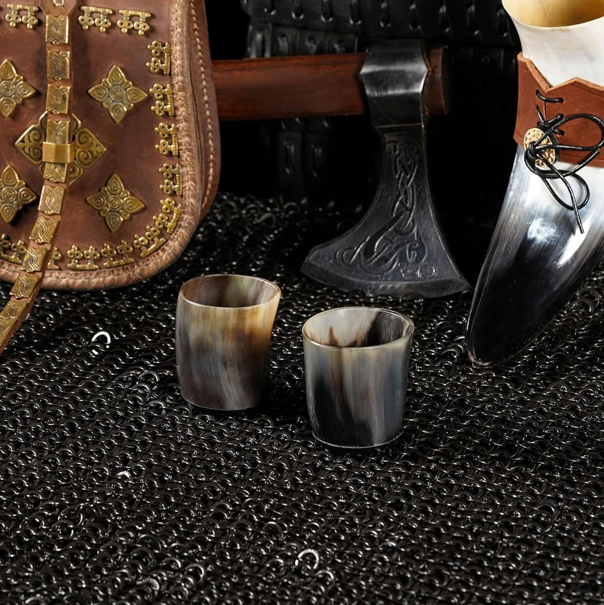 Drinking Horn Shot Glass Pair Y677