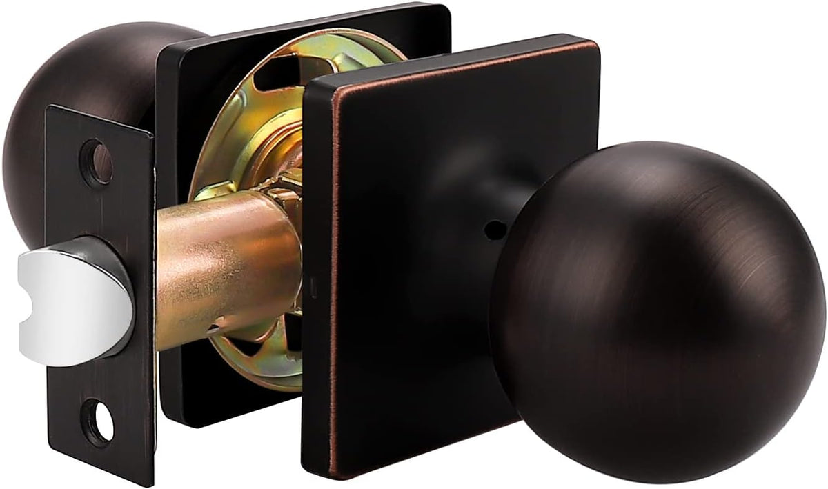 Black Square Rosette Passage Door Knobs, 3 Pack E821797