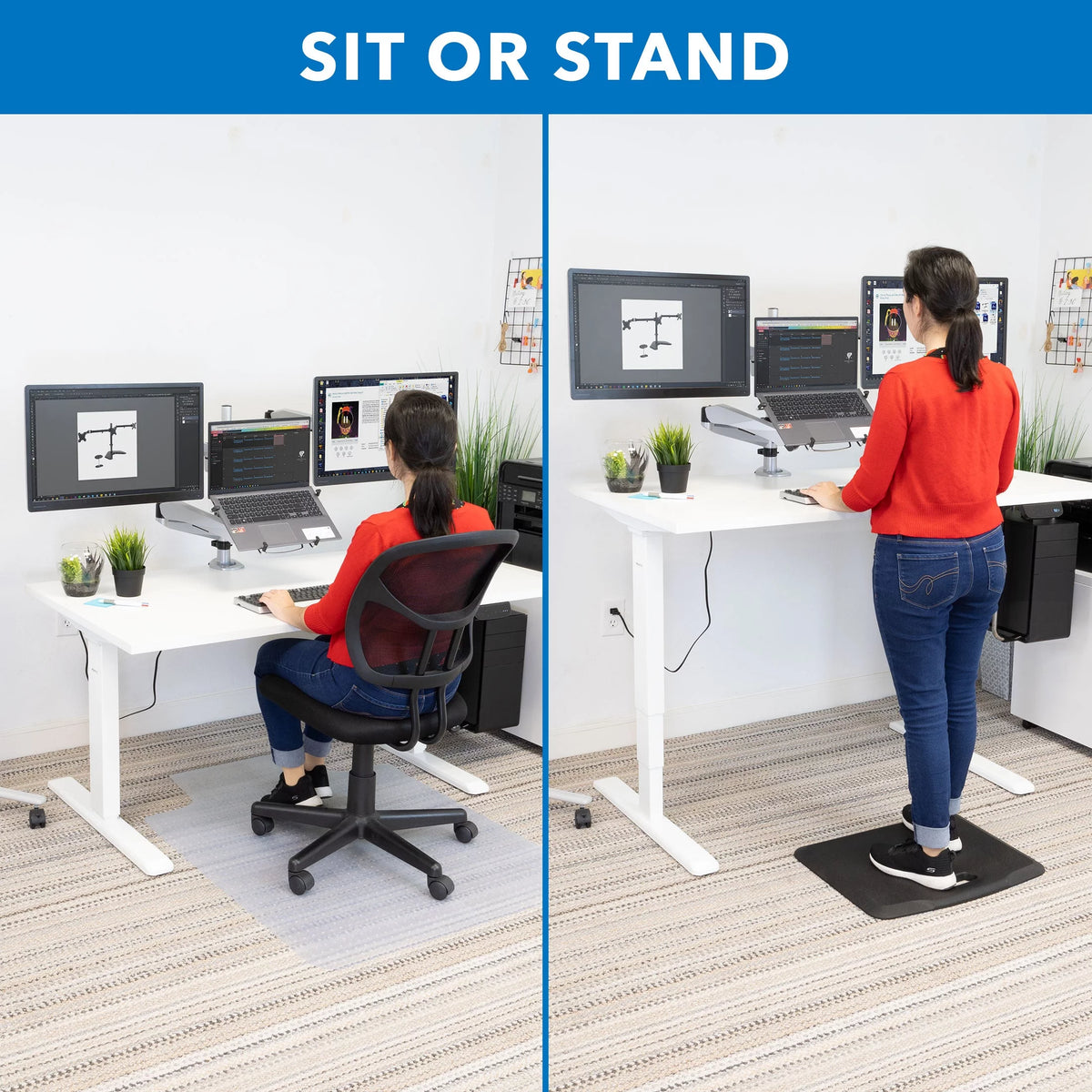 Electric Standing Desk Frame with 55" Desktop, White H31887