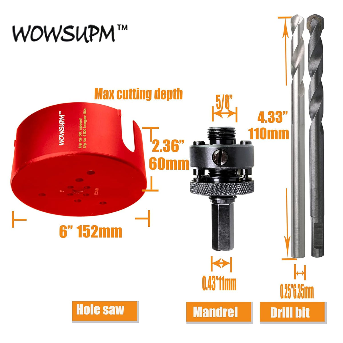 6 inch Carbide Tipped Hole Saw Cutter, Pack of 2 Y695