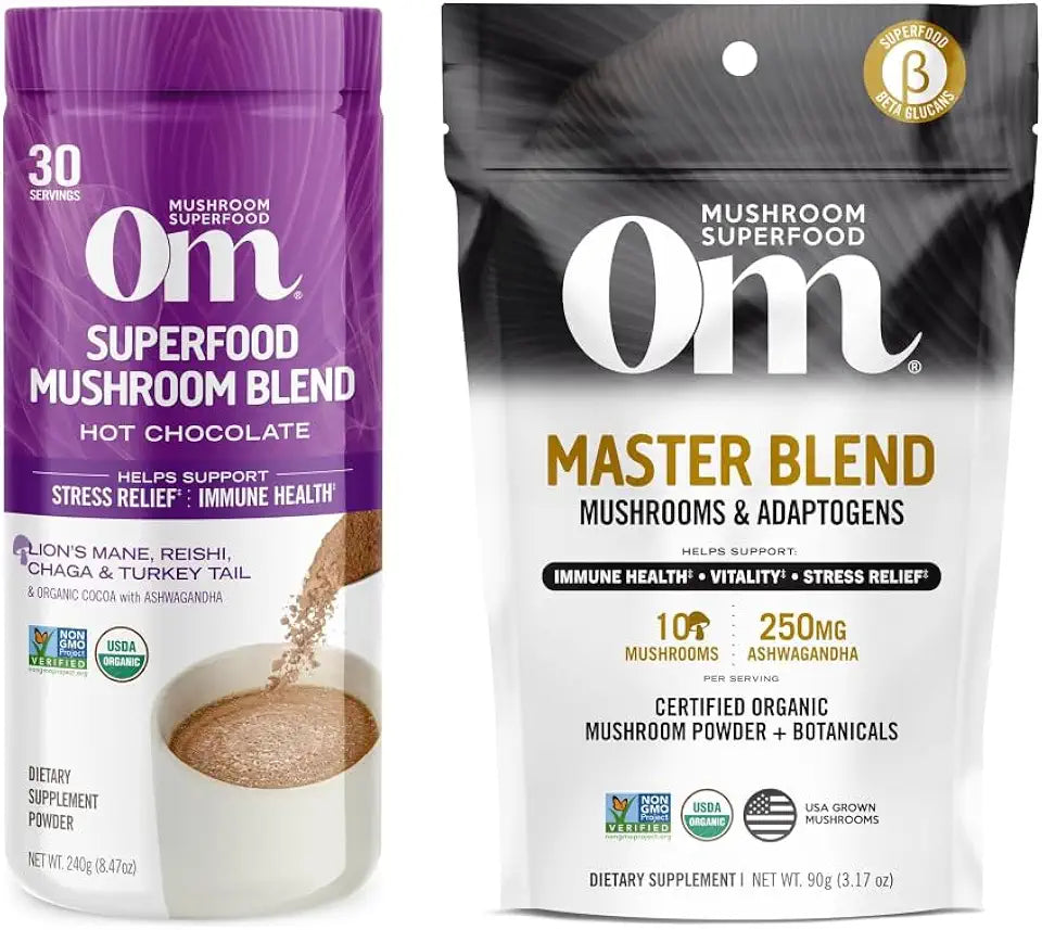 Hot Chocolate Blend Mushroom Powder 8.47 Ounce and 10 Mushrooms Complex 3.17 oz Z698