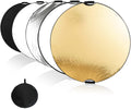 5 in 1 Collapsible Reflector Set with 2 Handles and Carrying Bag Gold Silver White Black Transparent (23.6in) K699309