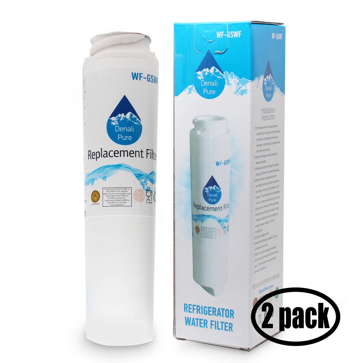 2-Pack Replacement Water Filter Cartridge for Refrigerator B4635