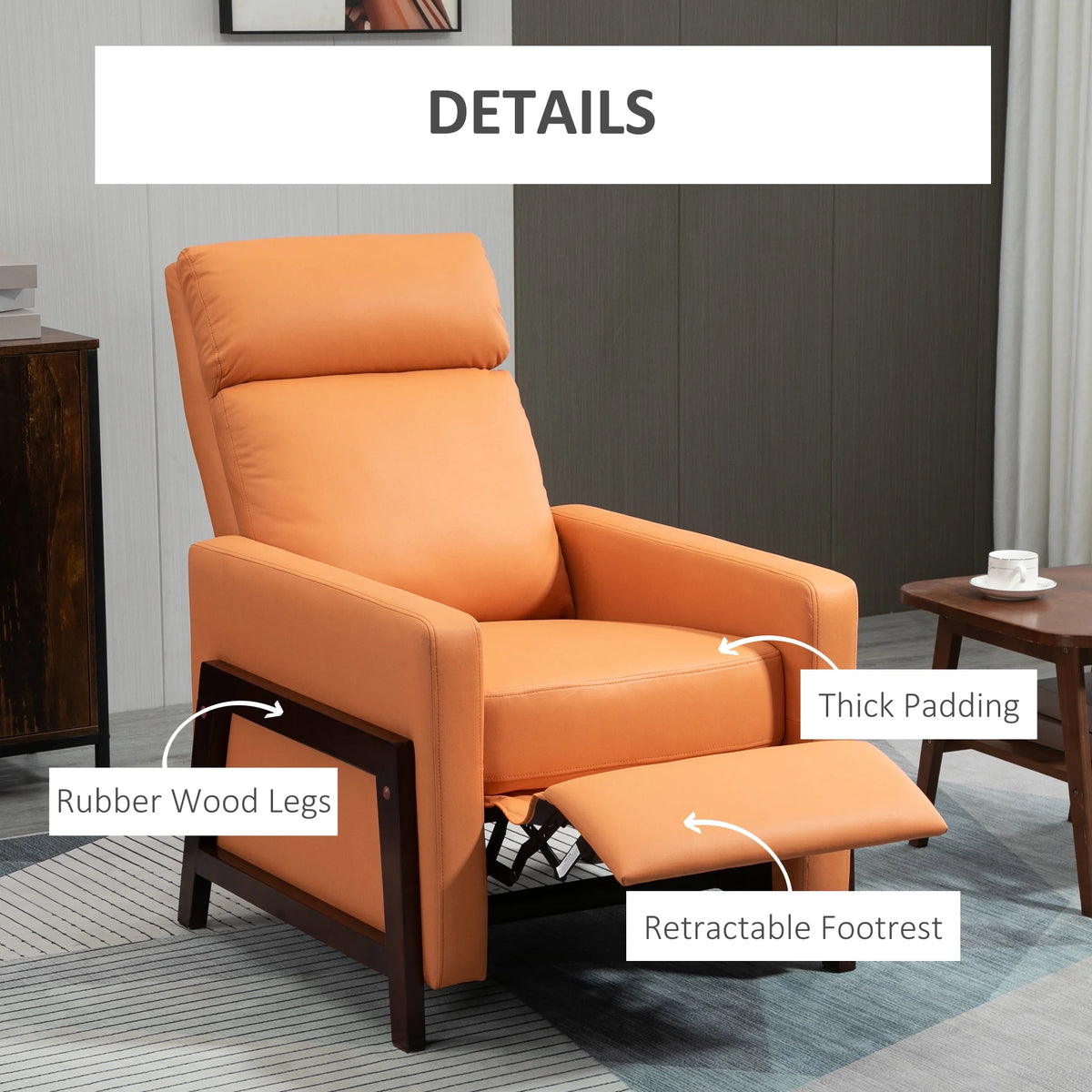 Orange Manual Recliner Chair with Footrest V31096