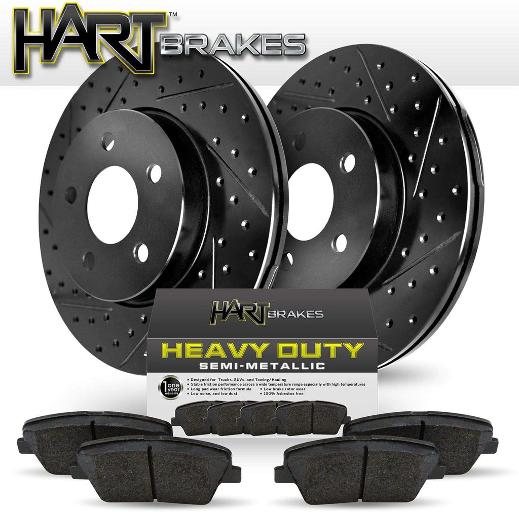 Front Brake Rotors Black Drilled Slotted Heavy Duty Pads H209897
