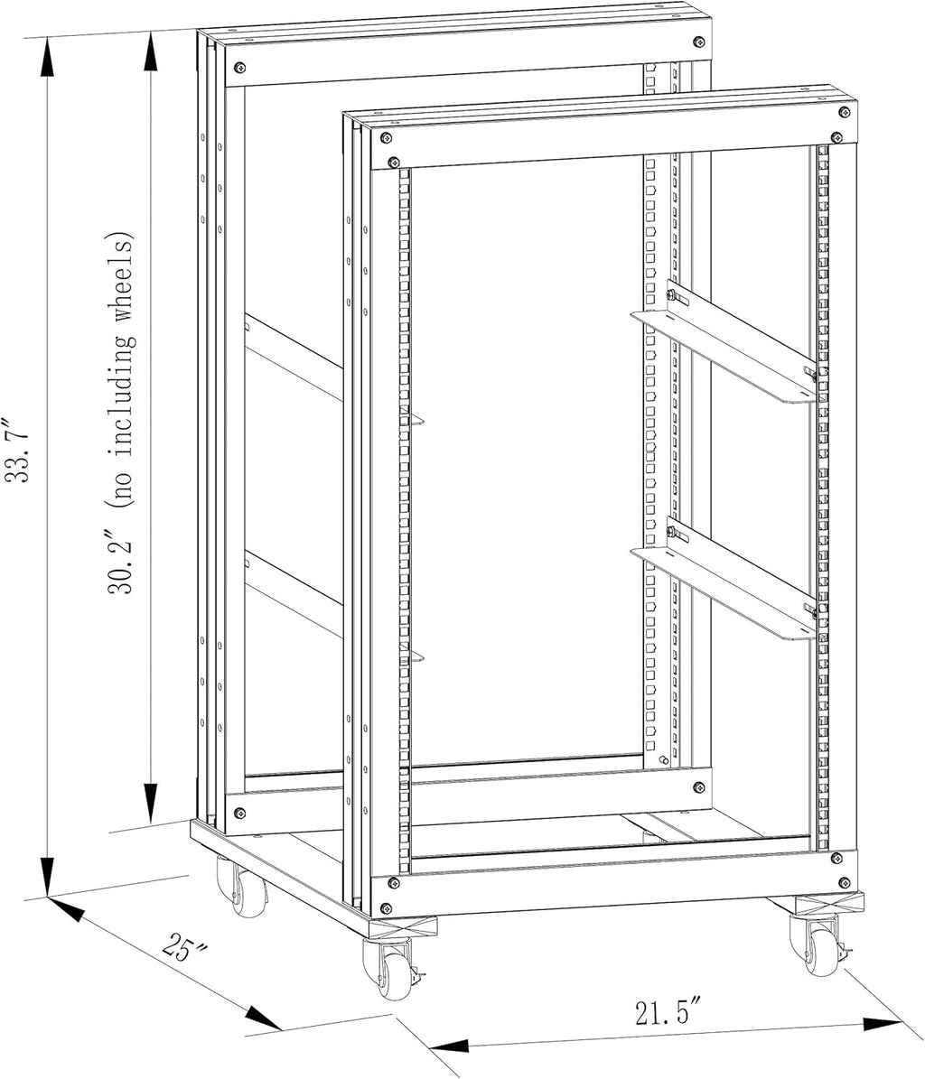 15U 4 Post Open Frame 19inch Steel Rack 24inch Deep X38812