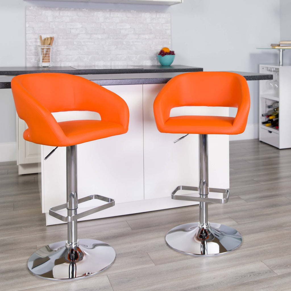 White Adjustable Height Bar Stool W7943