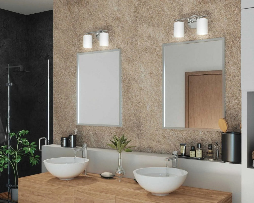 2 Light Textured Black Etched Glass Bath Vanity Light N87270