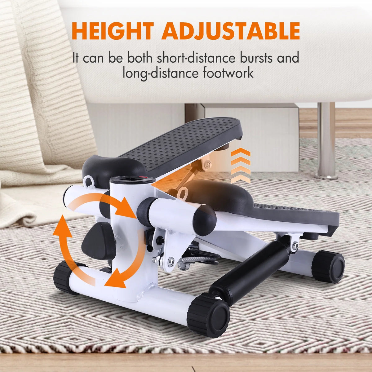 Gray Mini Stepper Air Stair Climber Exercise Machine with Resistance Band K639020