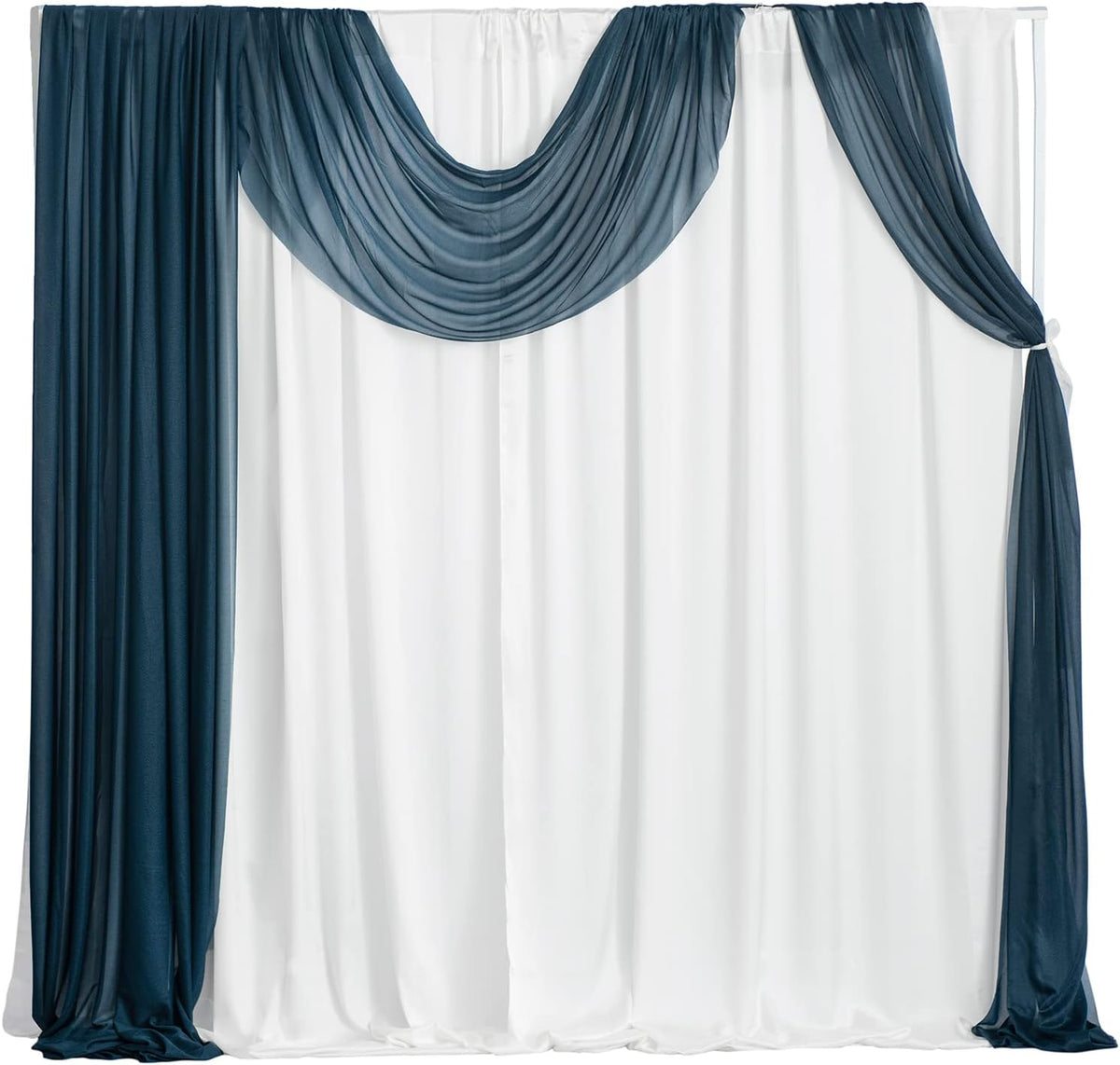 4 Panels Chiffon Wedding Backdrop Curtains, Dusty Rose & White A84903