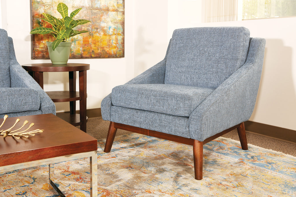 Navy Fabric Chair with Coffee Legs X8163