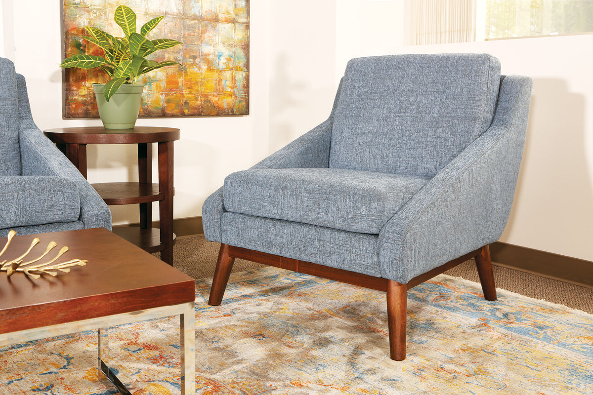 Navy Fabric Chair with Coffee Legs X8163