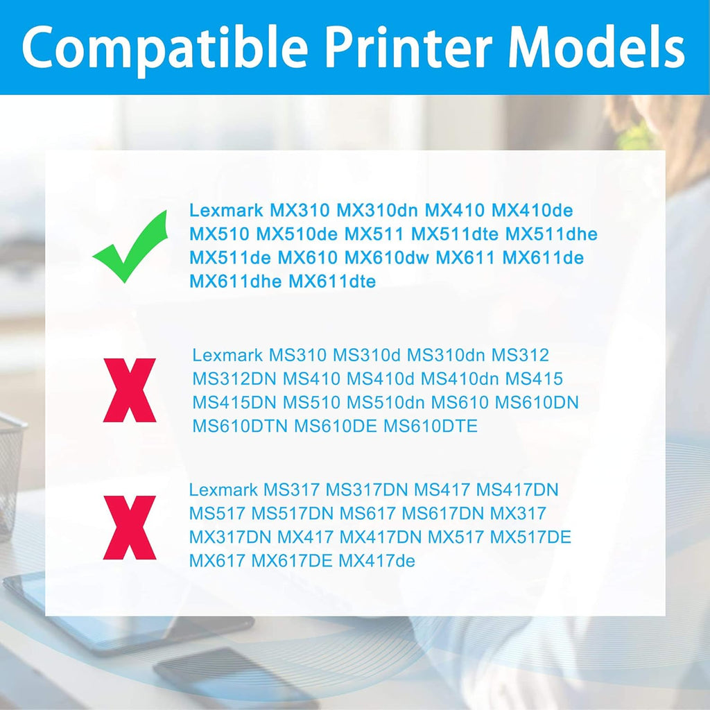 Compatible Toner Cartridge Replacement for Lexmark 60F1000 (2-Pack Black) E444347