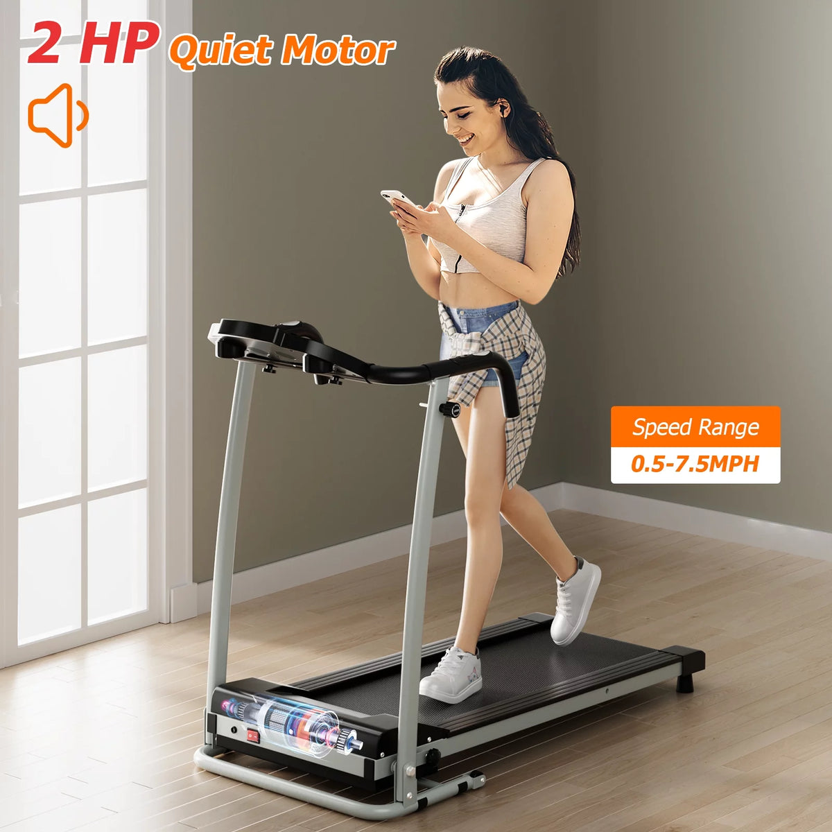 2 HP Folding Treadmill with LCD Display J95052