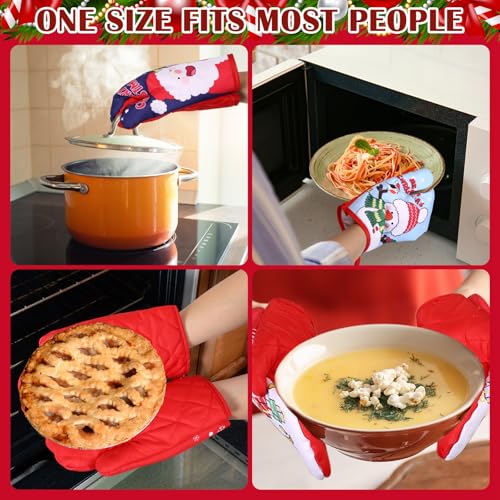 4 Pairs Christmas Oven Mitts Heat Resistant Cooking Gloves X682020
