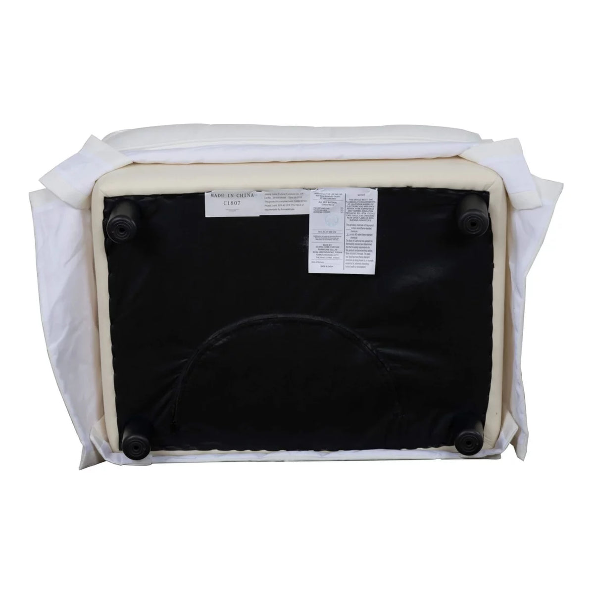 White Upholstered Ottoman C87084