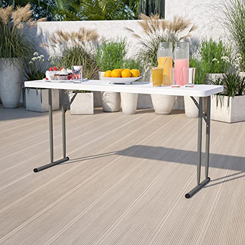 5' White Plastic Folding Training Table Y74368