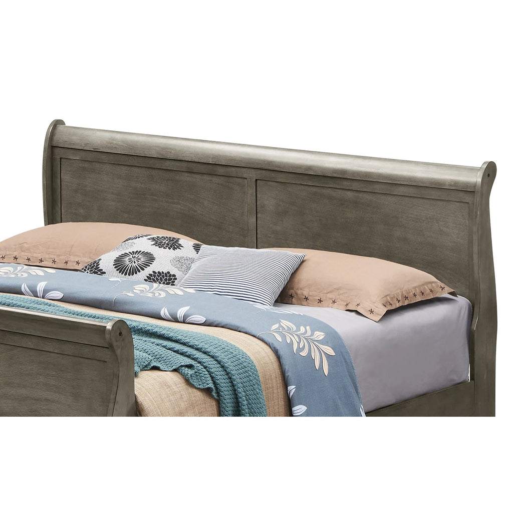 Gray King Sleigh Wood Bed W88682