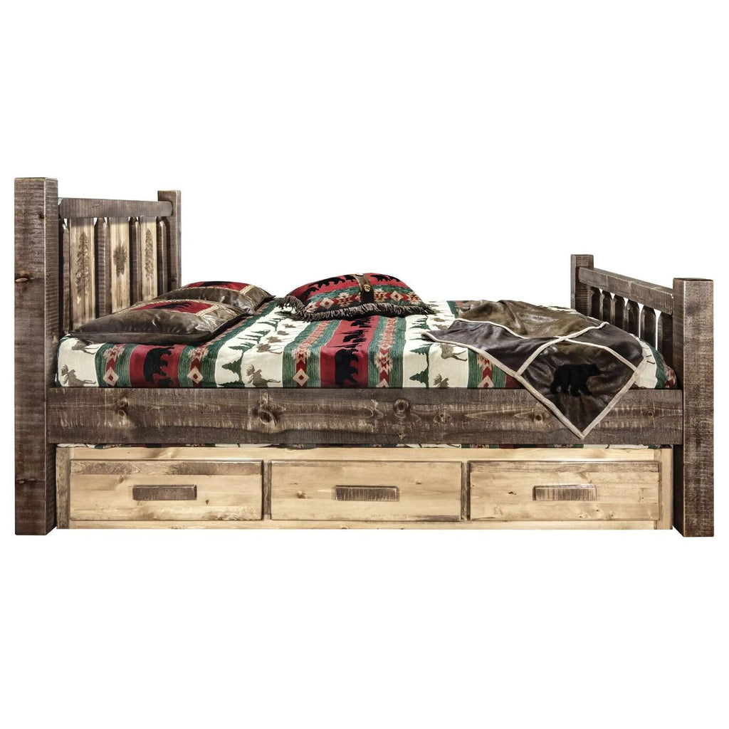 Brown Wood Twin Storage Bed T53434