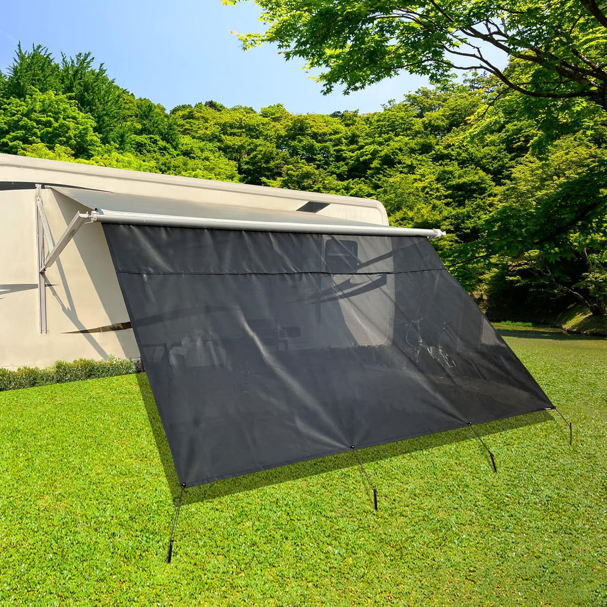 RV Awning Shade Screen with Zipper 8'X12'3'' Z469