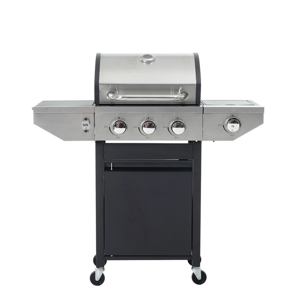 3 Burner Stainless Steel Propane Gas Grill with Side Burner O65216