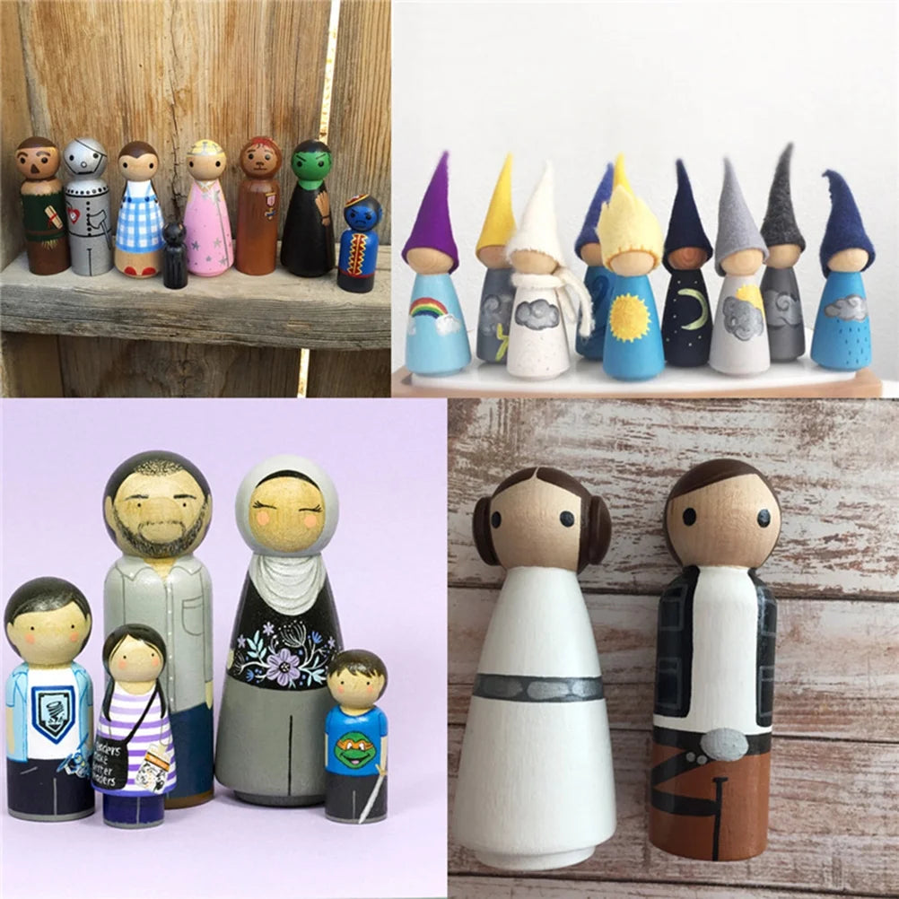 Bamboo Wood Peg Dolls 10 Pcs E8972