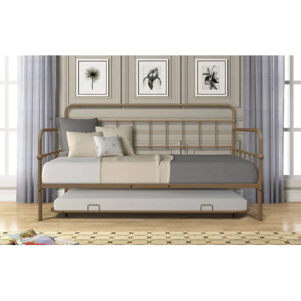 Bronze Metal Frame Daybed With Trundle T8419
