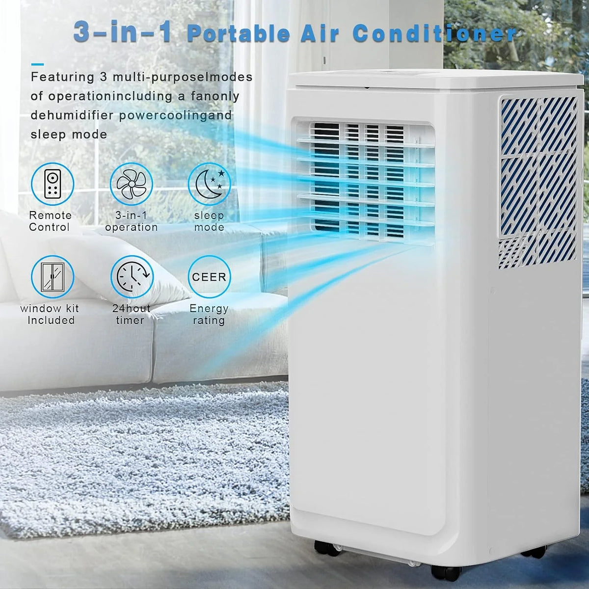 10000 BTU Portable Indoor Air Conditioner with Remote Control F1394