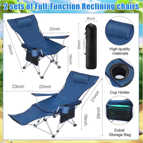 2 Set Folding Camping Chair with Umbrella and Foot Rest M881
