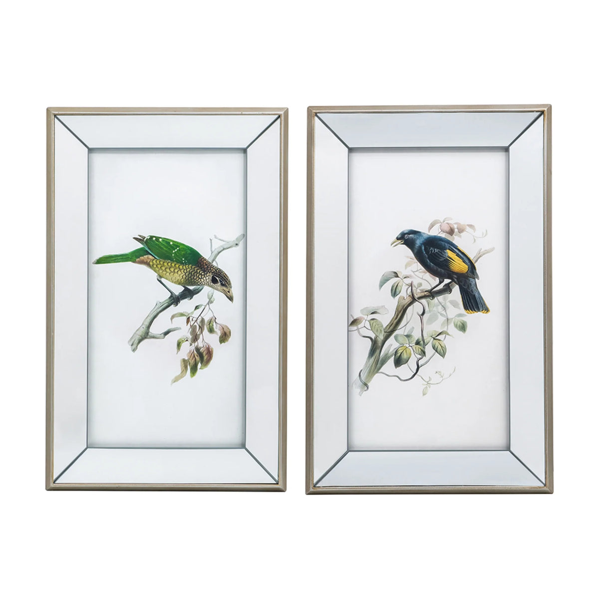 Rectangular Birds Mirror Frame Wall Art 15" x 24" 2ct Q4942