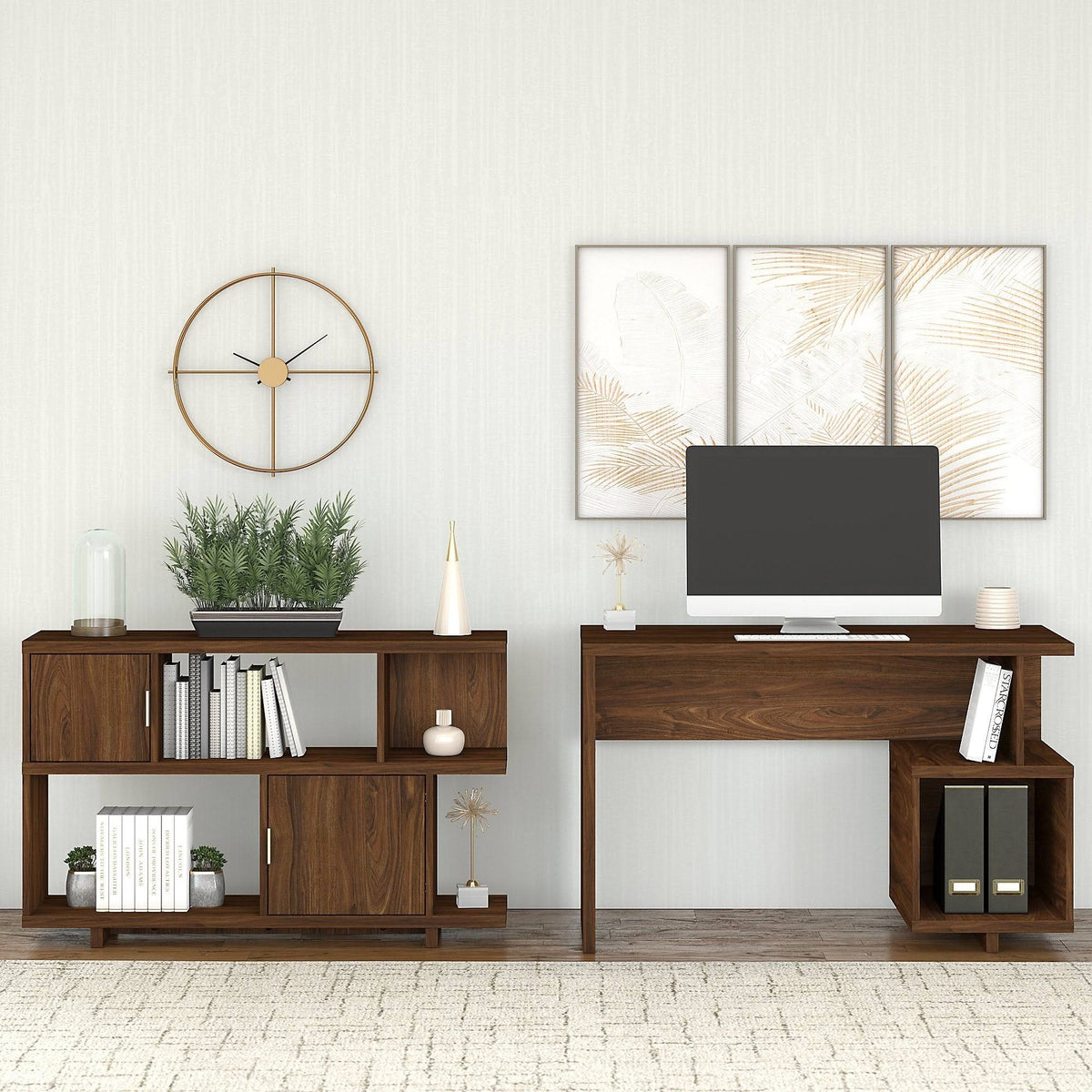 48W Writing Desk with Low Bookcase O5144