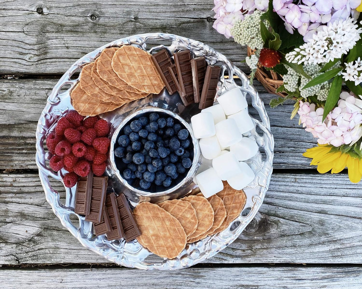 Metal Grape Chip and Dip Platter, 14 inch Diameter I961