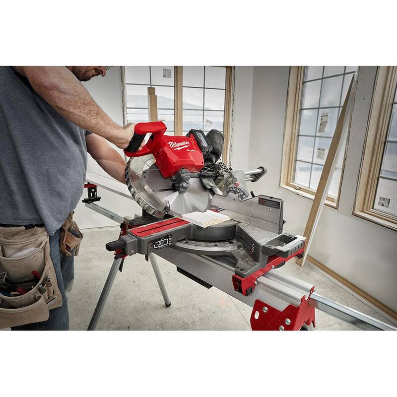 18V Lithium-Ion Brushless Cordless 12 in. Dual Bevel Sliding Compound Miter Saw Kit with Stand and Battery L902770