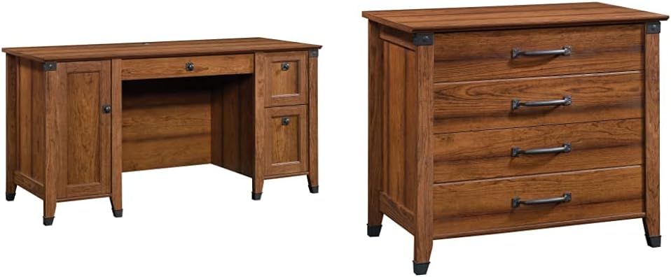 Computer Desk and 5-Shelf Bookcase, Washington Cherry Finish L836834