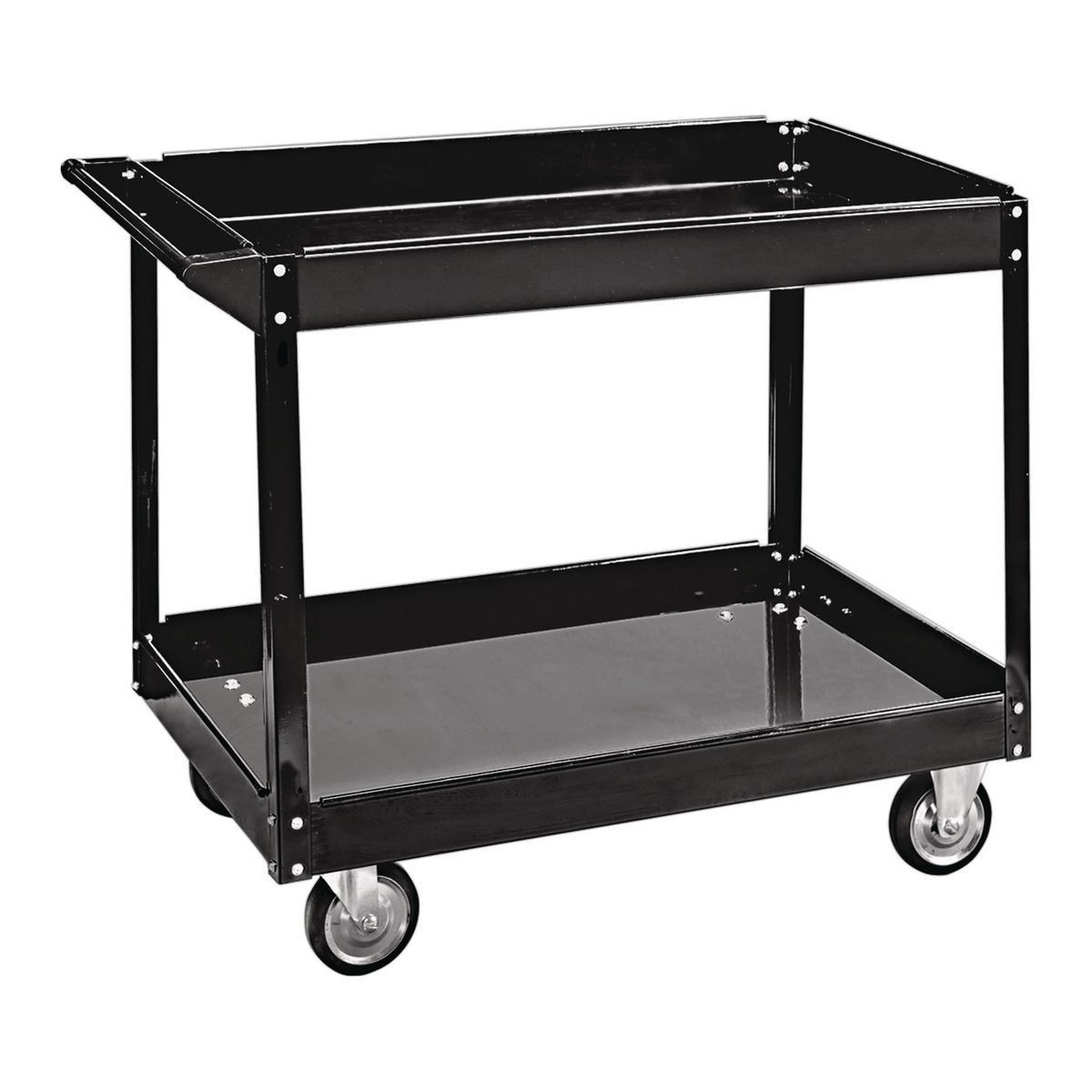 36 in. x 24 in. Two Shelf Steel Service Cart, Black I82537