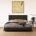 Black Faux Leather Upholstered Platform Bed With Tufted Headboard K16122