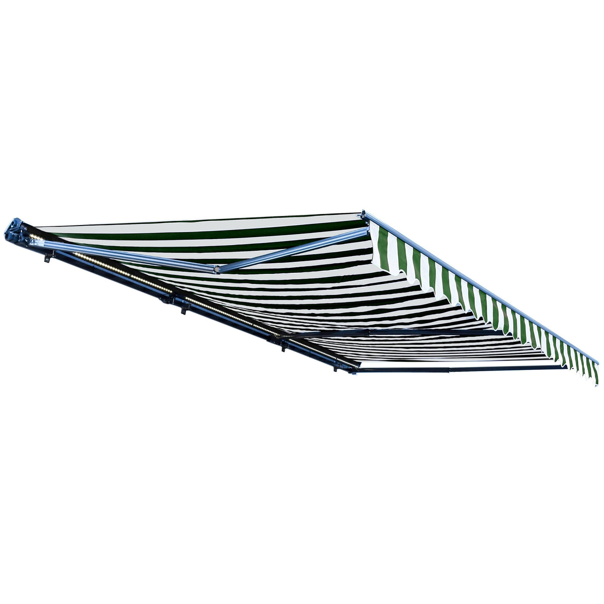 Motorized LED Half Cassette Retractable Awning 10 x 8 Feet Green/White K6015