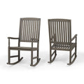 Acacia Wood Rocking Chairs Set of 2 Gray V9379